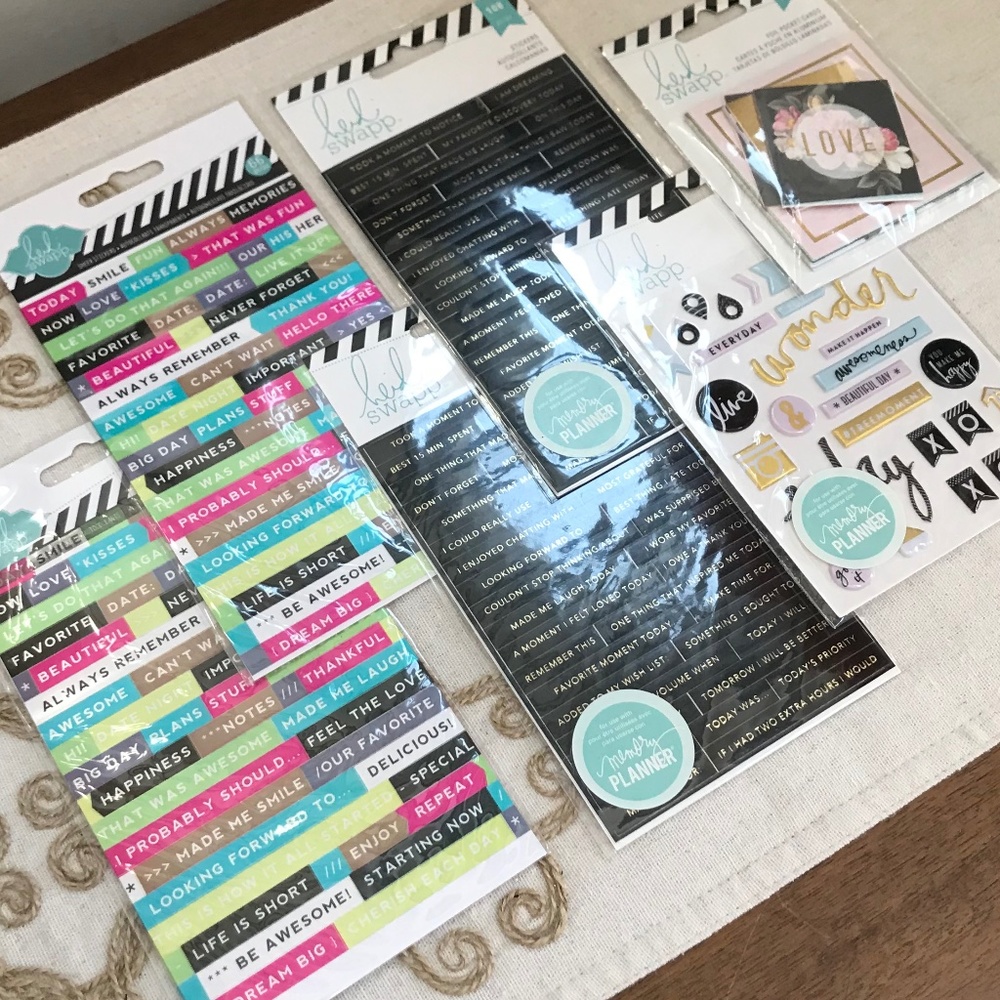 Bundle Scrapbooking Heidi Swapp 5 Sets of Stickers and 1 Card set of 24